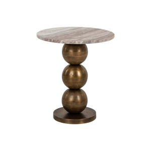 Richmond Ronde Bijzettafel 'Barley' Marmer en brushed gold, 46cm