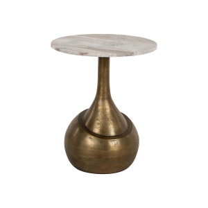 Richmond Ronde Bijzettafel 'Sia' Marmer en brushed gold, 47cm