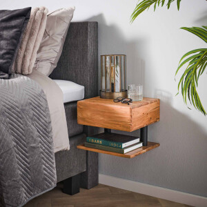 LifestyleFurn Hangend Nachtkastje 'Jaisa' Met 1 lade, Acaciahout