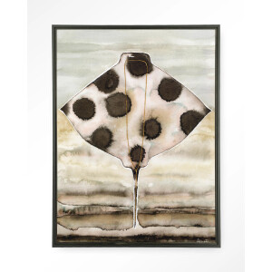 Urban Cotton Wandkleed 'Eagle Ray' 110 x 145cm in Floating Frame - black