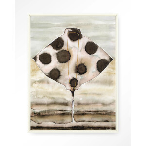 Urban Cotton Wandkleed 'Eagle Ray' 80 x 110cm in Floating Frame - off white
