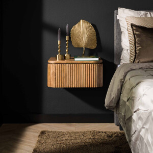 LifestyleFurn Hangend Nachtkastje 'Sharmila' Mangohout, Met 1 lade