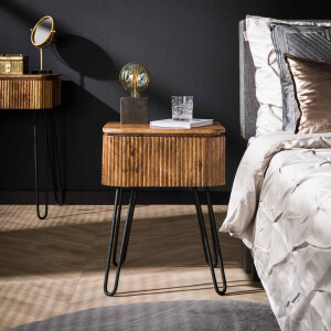LifestyleFurn Nachtkastje 'Sharmila' Mangohout, Met 1 lade