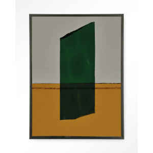 Urban Cotton Wandkleed 'Geen Mosgroen' 80 x 110cm in Floating Frame - black