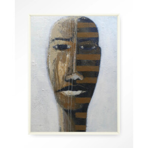 Urban Cotton Wandkleed 'Head 1' 110 x 145cm in Floating Frame - off white