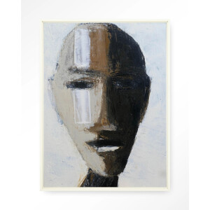 Urban Cotton Wandkleed 'Head 2' 80 x 110cm in Floating Frame - off white