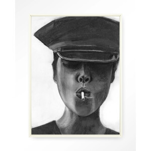 Urban Cotton Wandkleed 'Smokes' 80 x 110cm in Floating Frame - off white