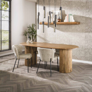LifestyleFurn Ovale Eettafel 'Sharmila' Mangohout, 215 x 90cm