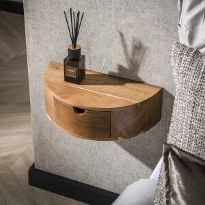 LifestyleFurn Hangend Nachtkastje 'Vita' Met 1 lade, Acaciahout