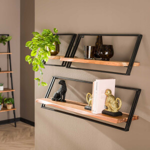 LifestyleFurn Wandplank 'Tiny' Acaciahout, Set van 3 stuks