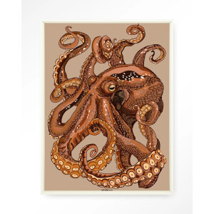 Urban Cotton Wandkleed 'Pulpo' 110 x 145cm in Floating Frame - off white