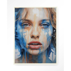 Urban Cotton Wandkleed 'Aqua' 145 x 190cm in Floating Frame - off white