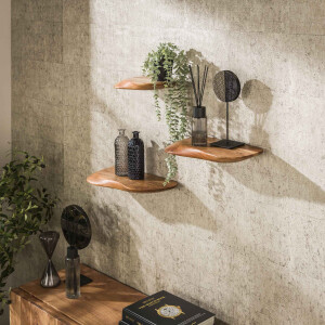 LifestyleFurn Organische Wandplank 'Lavar' Acaciahout, Set van 3 stuks