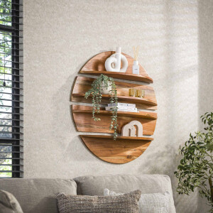 LifestyleFurn Wandplank 'Libbie' Neemhout, Set van 4 stuks