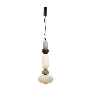 By-Boo Hanglamp 'Garca' Verticaal, Keramiek en glas