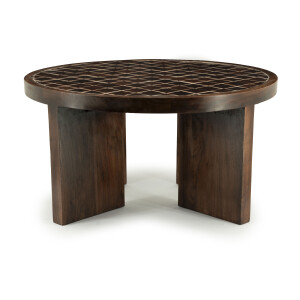 By-Boo Ronde Salontafel 'TiledUp' Keramiek en mangohout, 70cm