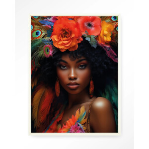 Urban Cotton Wandkleed 'Adesewa' 110 x 145cm in Floating Frame - off white