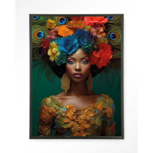 Urban Cotton Wandkleed 'Adeola' 110 x 145cm in Floating Frame - black