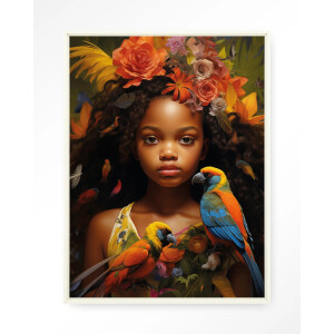 Urban Cotton Wandkleed 'Omobola' 80 x 110cm in Floating Frame - off white