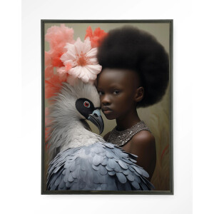 Urban Cotton Wandkleed 'Reye' 80 x 110cm in Floating Frame - black