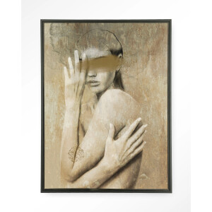 Urban Cotton Wandkleed 'Touching Me' 145 x 190cm in Floating Frame - black