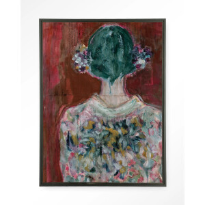 Urban Cotton Wandkleed 'Red Velvet' 110 x 145cm in Floating Frame - black