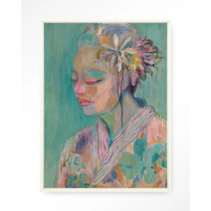 Urban Cotton Wandkleed 'Calm' 145 x 190cm in Floating Frame - off white