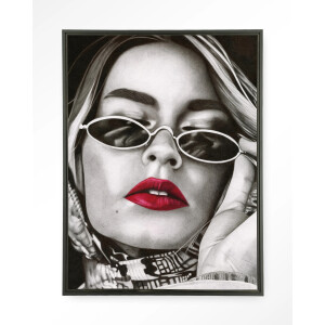 Urban Cotton Wandkleed 'Fresh Red' 145 x 190cm in Floating Frame - black