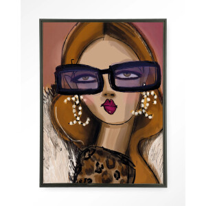Urban Cotton Wandkleed 'Diva' 110 x 145cm in Floating Frame - black