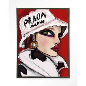 Urban Cotton Wandkleed 'Julie' 145 x 190cm in Floating Frame - black