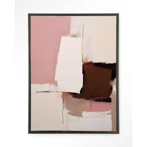 Urban Cotton Wandkleed 'Pink Fields' 110 x 145cm in Floating Frame - black