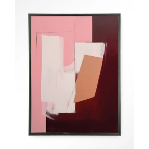 Urban Cotton Wandkleed 'Red Fields' 80 x 110cm in Floating Frame - black