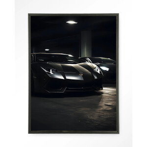 Urban Cotton Wandkleed 'Luxury Garage' 80 x 110cm in Floating Frame - black
