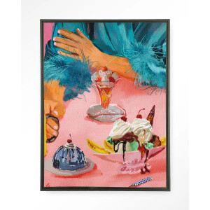 Urban Cotton Wandkleed 'Ice Creams' 145 x 190cm in Floating Frame - black