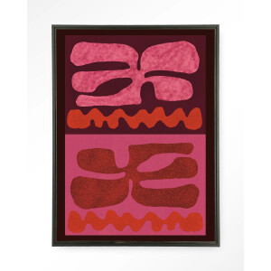 Urban Cotton Wandkleed 'Groovy Pink' 80 x 110cm in Floating Frame - black