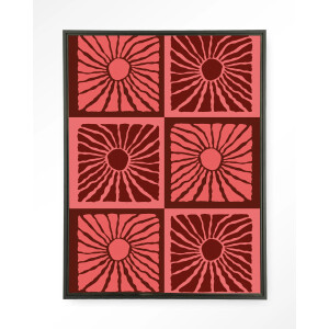 Urban Cotton Wandkleed 'Suns In Pink' 80 x 110cm in Floating Frame - black