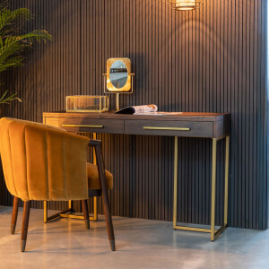 Dutchbone Sidetable 'Class' Antique Brass, 120cm, kleur Bruin