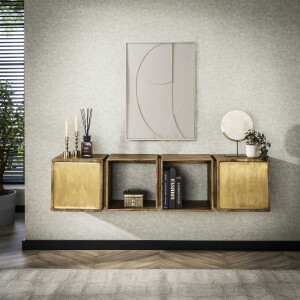 LifestyleFurn Hangend Dressoir 'Renée' Mangohout en brass, 169cm