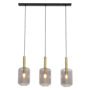 Light & Living Hanglamp 'Lekar' 3-Lamps, Antiek Brons/Smoke