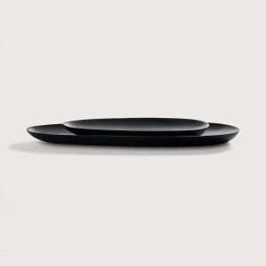 Ethnicraft Ovale Schaal 'Thin Oval' Mahoniehout, Set van 2 stuks, kleur Zwart