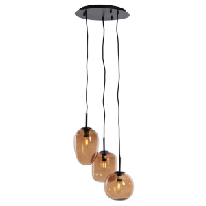 Light & Living Hanglamp 'Mezza' Glas, 3-lamps, kleur Bruin