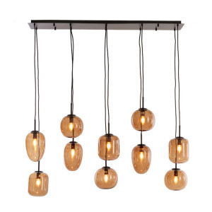 Light & Living Hanglamp 'Mezza' Glas, 10-lamps, kleur Bruin