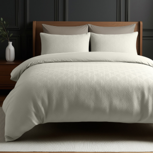 Dekbedovertrek 3D Embossed - Milano - Crème - Eenpersoons (140x200 Cm) - Crème Microvezel - Abstract & Effen - Sleeptime Elegance - Dekbed-Discounter.nl