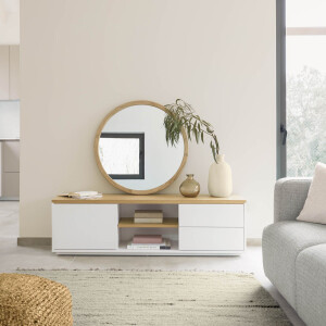 Kave Home TV-meubel 'Abilen' Eiken, 150 x 44cm, kleur Wit