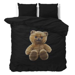 2e -50% | Dekbedovertrek Brave Teddy - Eenpersoons (140x200 Cm) - Zwart Microvezel - Dieren - Sleeptime Essentials - Dekbed-Discounter.nl