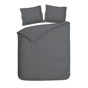 2e -50% | Dekbedovertrek Punto Katoen-Satijn - Antraciet - Tweepersoons (200x200 Cm) - Antraciet Katoen-satijn - Stippen - Heckett Lane - Dekbed-Discounter.nl