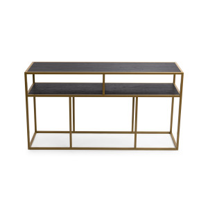 STALUX Side-table 'Teun' 150cm, kleur goud / zwart eiken