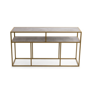 STALUX Side-table 'Teun' 150cm, kleur goud / beton