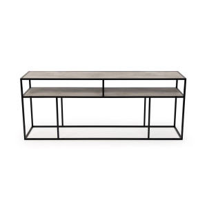 STALUX Side-table 'Teun' 200cm, kleur zwart / beton