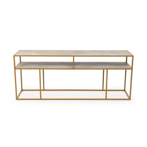 STALUX Side-table 'Teun' 200cm, kleur goud / beton